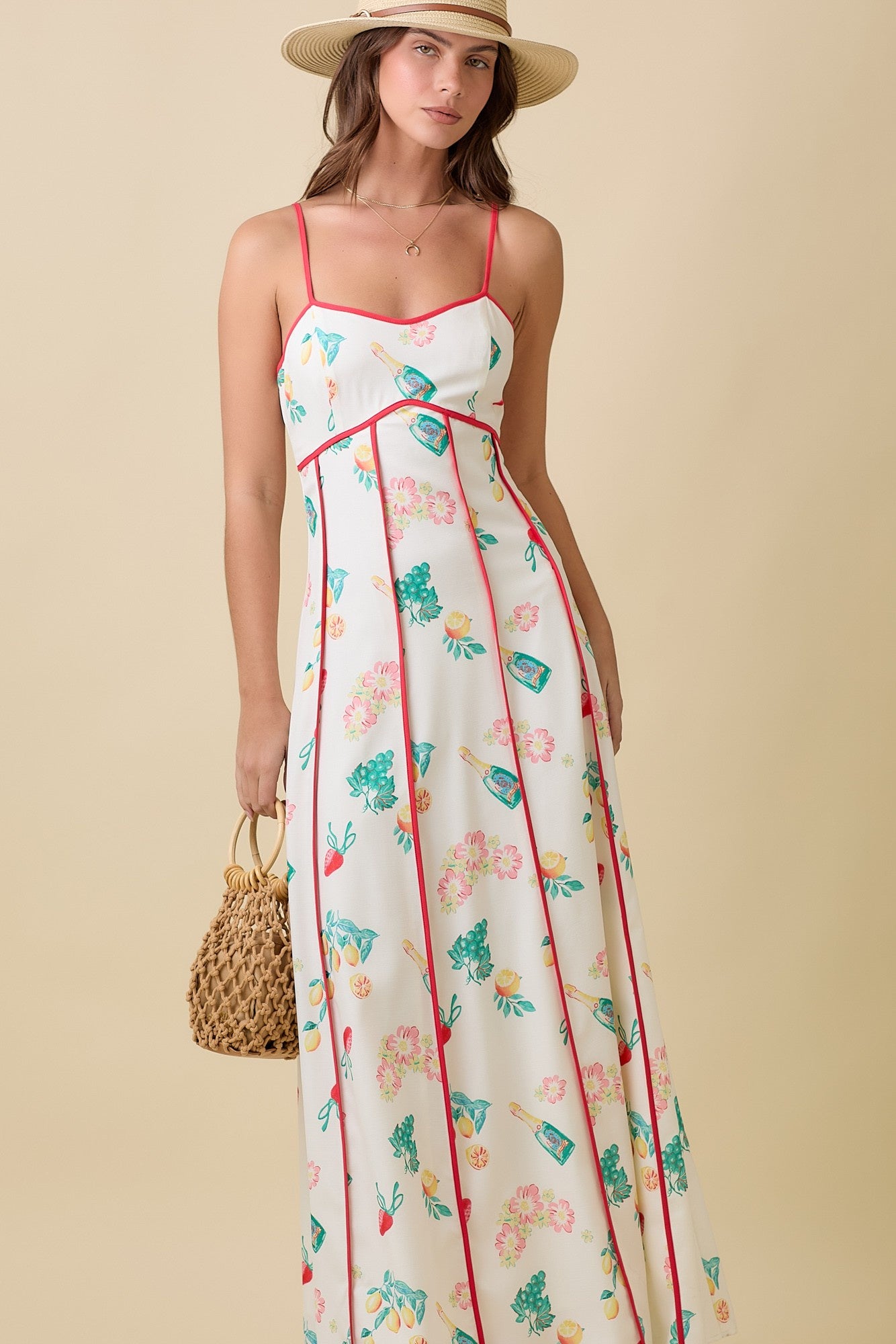 Summer Maxi Strap Dress With Vintage Print