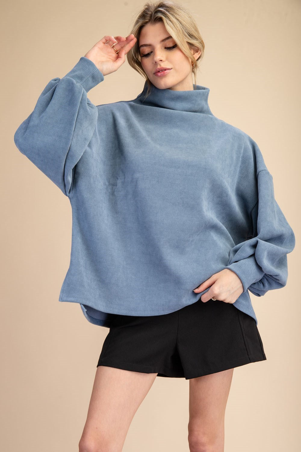SOLID MOCK NECK SWEATER