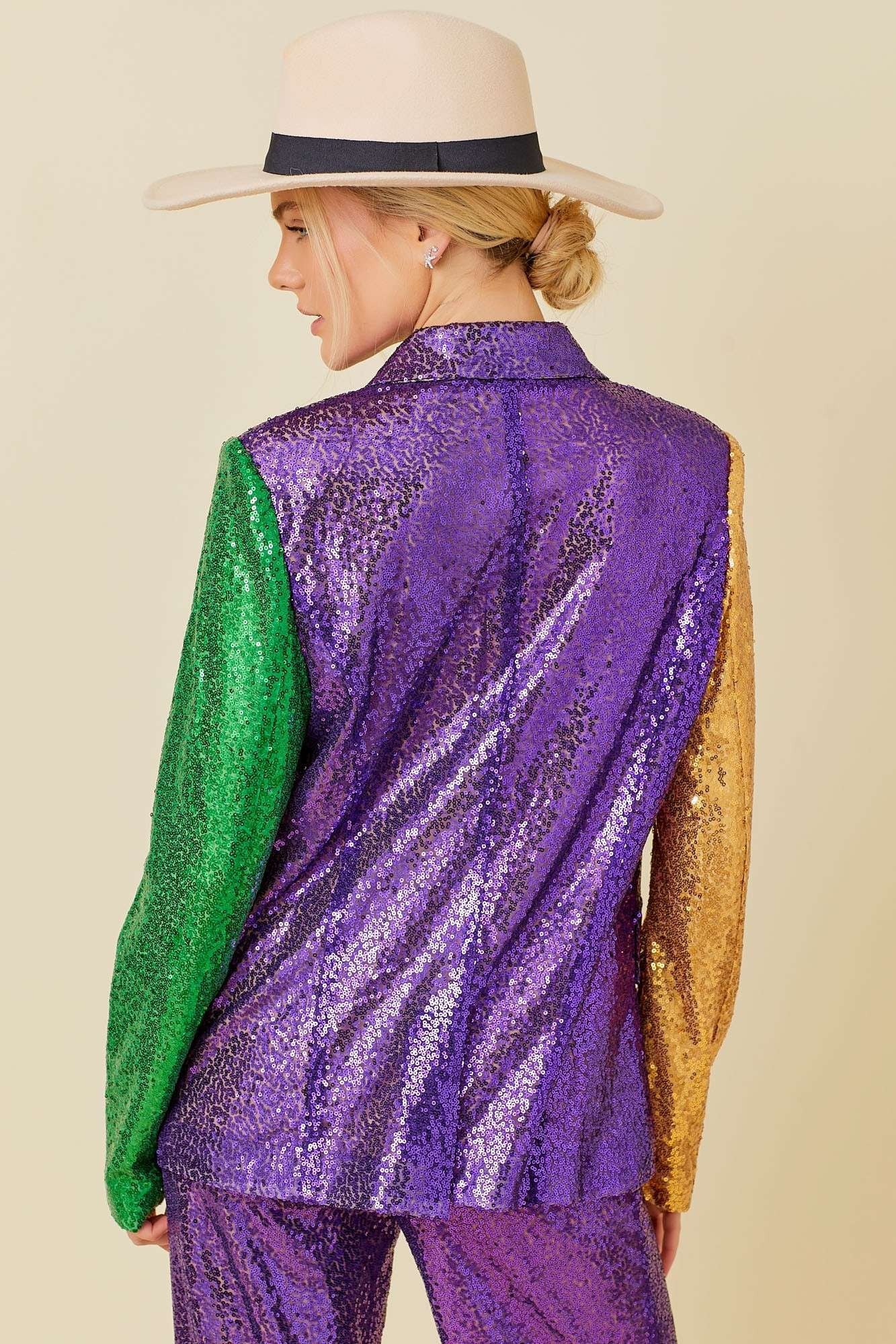 Dazzling Mardi Gras Sequin Blazer