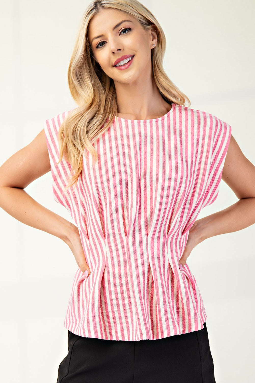Striped Pleated Top