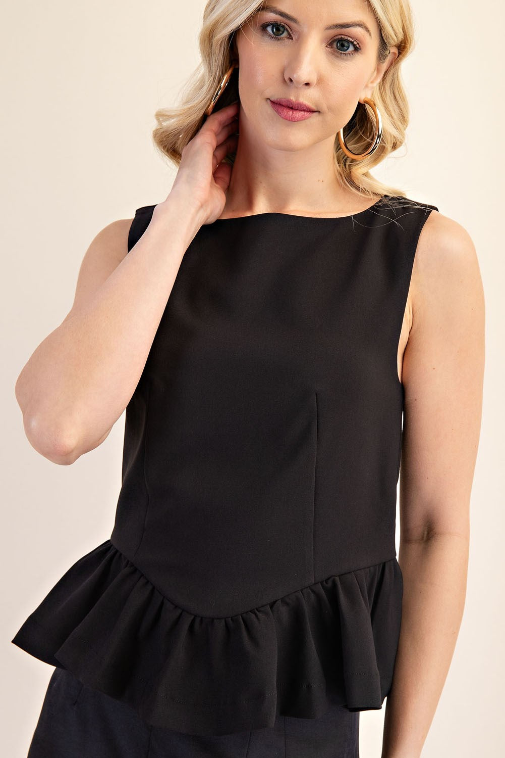 Boat Neck Peplum Top