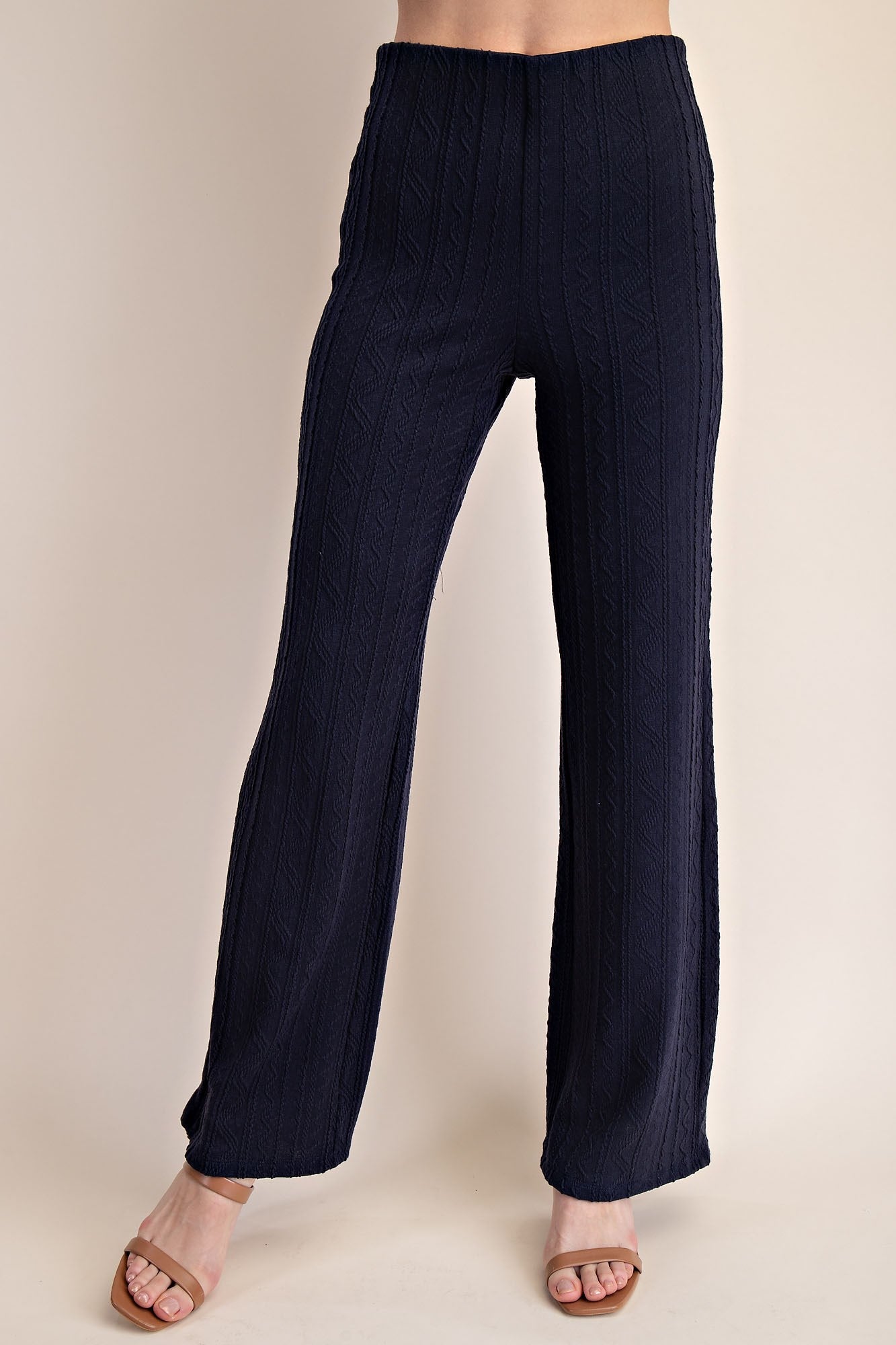 Long Knit Pants – Soft Ribbed Stretch Loungewear