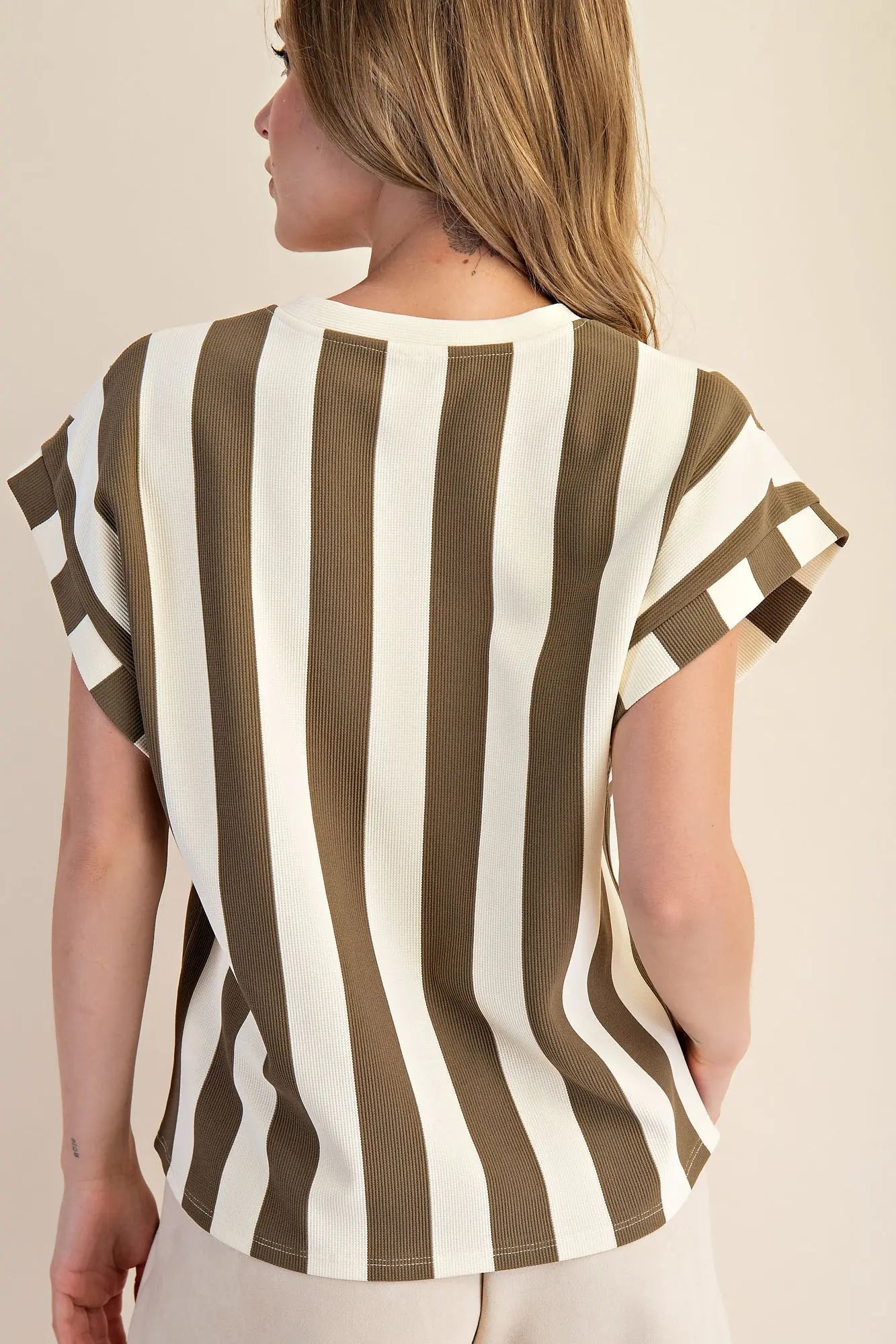 Round Neck Stripe Top with Pocket – Vertical Pattern