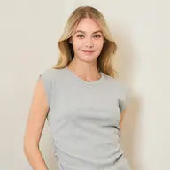 RIBBED SIDE RUCHED MUSCLE TOP