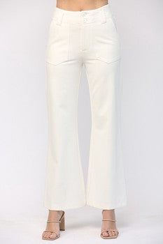 TWO FRONT POCKET PONTE FLARE PANTS