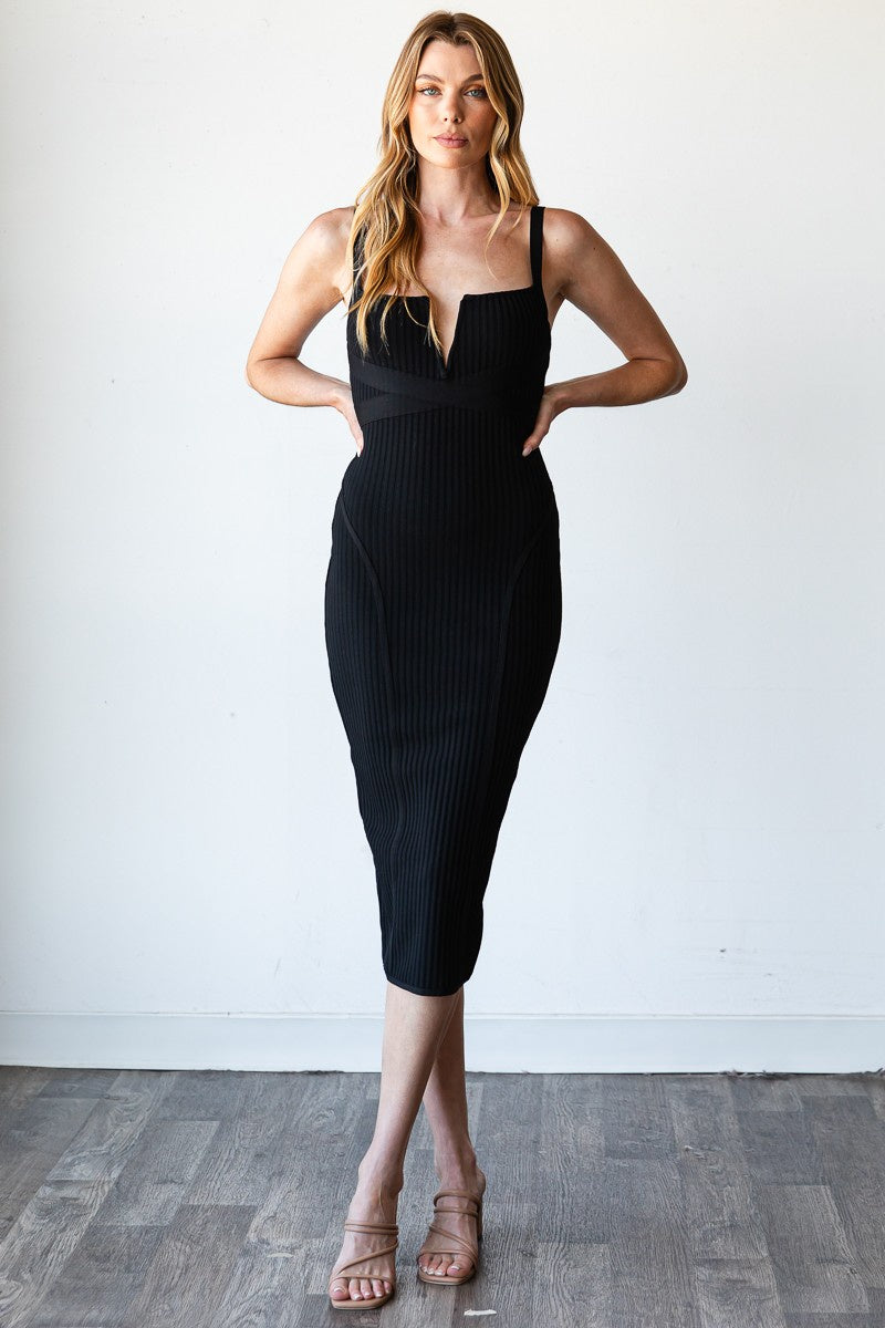 X Band Bandage Midi Dress – Sleek and Sophisticated