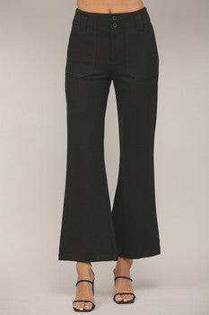 TWO FRONT POCKET PONTE FLARE PANTS