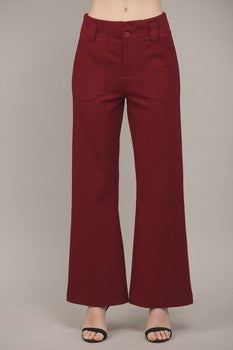 TWO FRONT POCKET PONTE FLARE PANTS