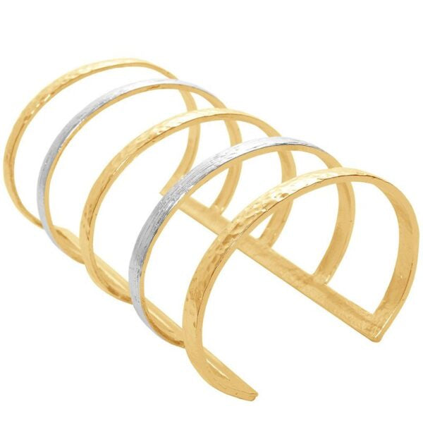 Elegant Gold & Silver Bracelet – Two-Tone Adjustable Cuff