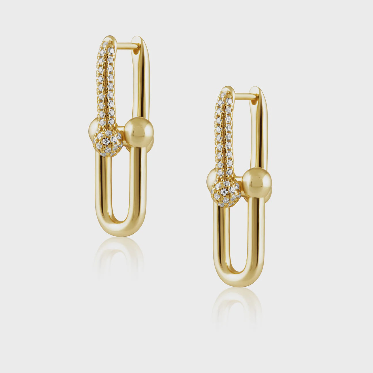 U Link Pave Gold Earrings