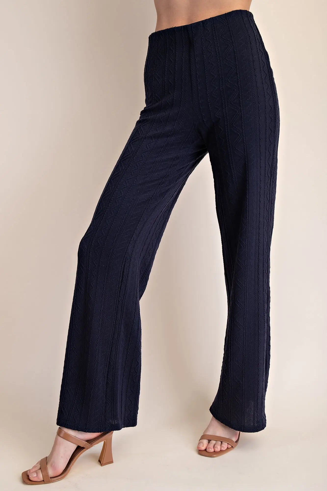 Long Knit Pants – Soft Ribbed Stretch Loungewear