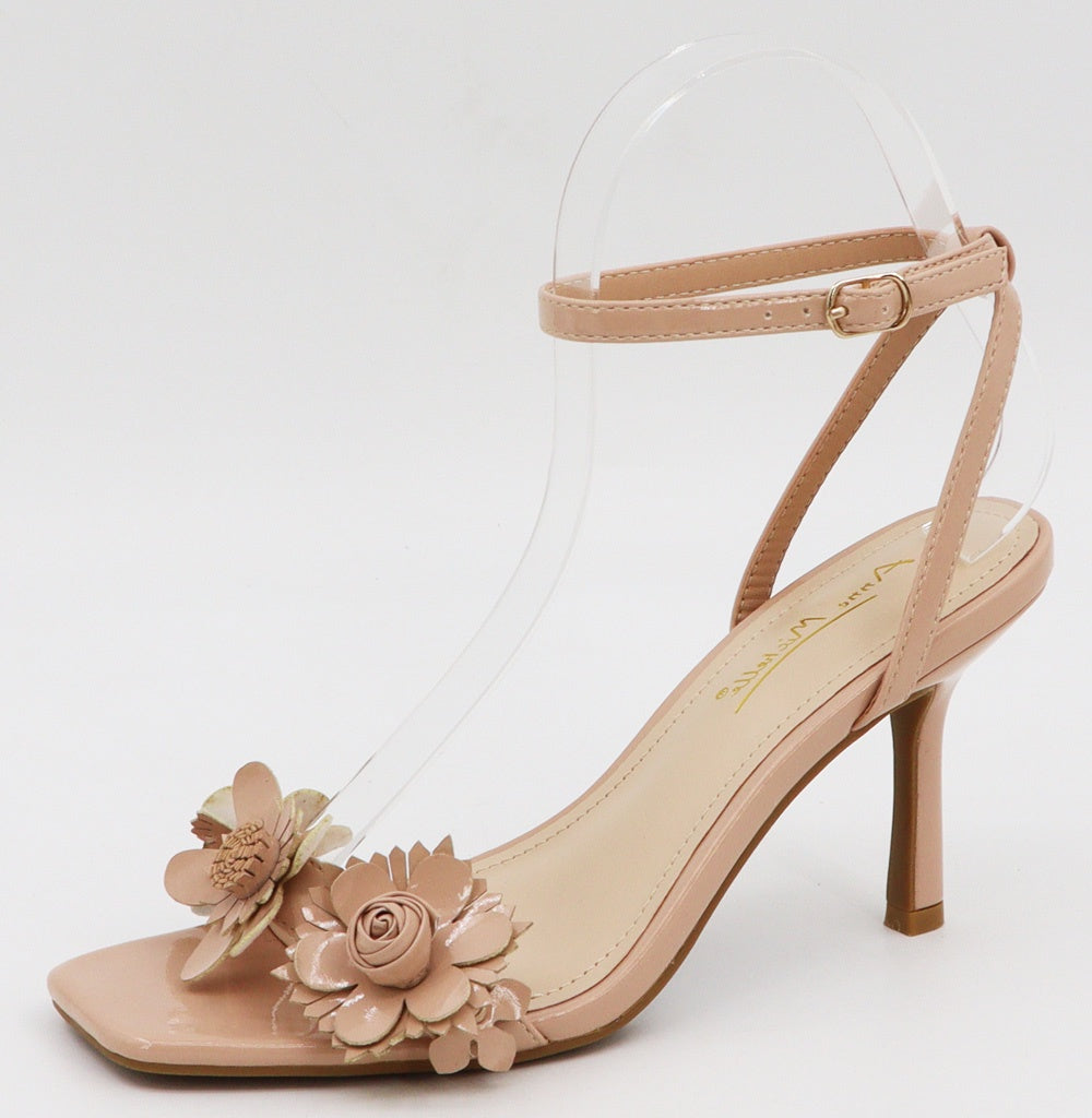Ankle Strap Sandal with Floral Embellishments