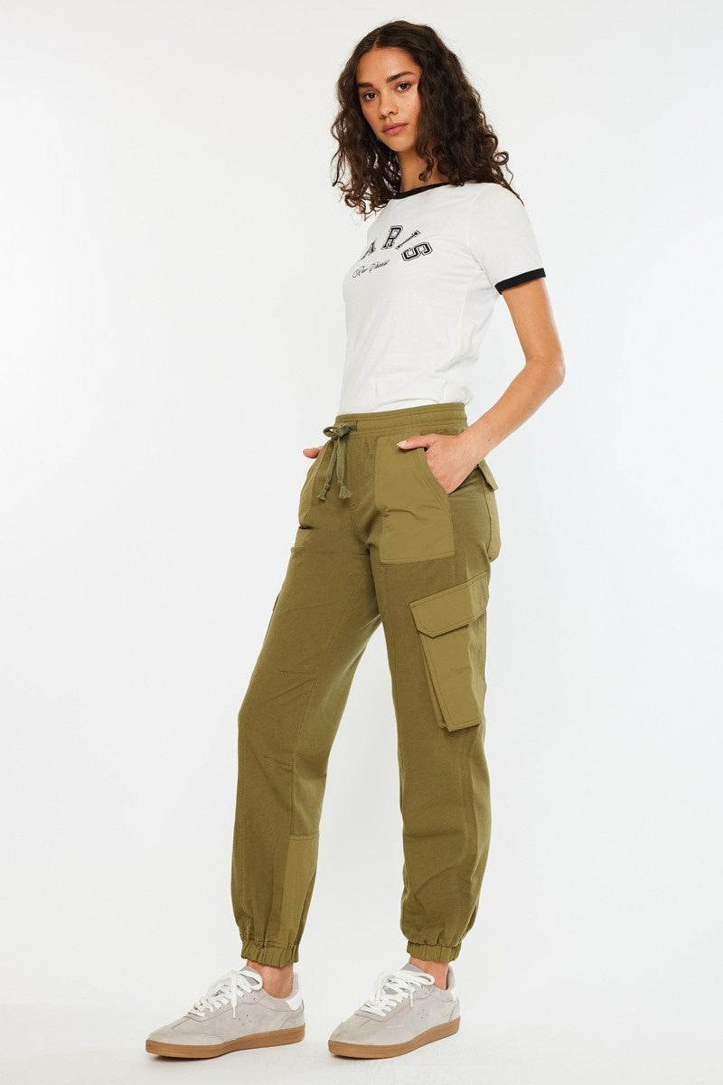 High Rise Color Block Knit Jogger– Cargo Streetwear Utility Fit