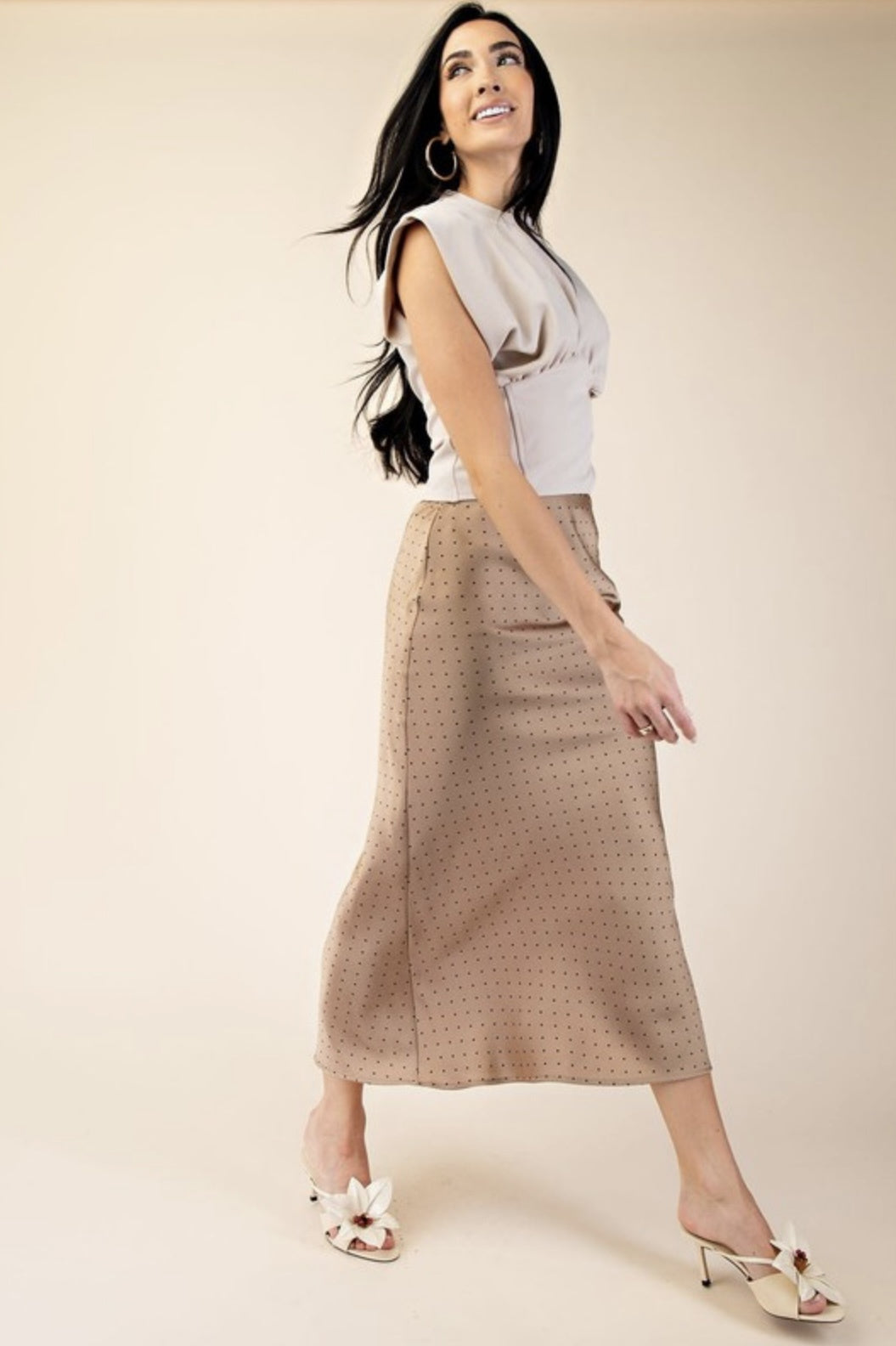 Mocha high waist midi skirt