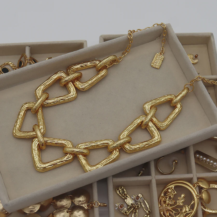 Chunky Trapezoid Link Necklace – Bold Statement Choker