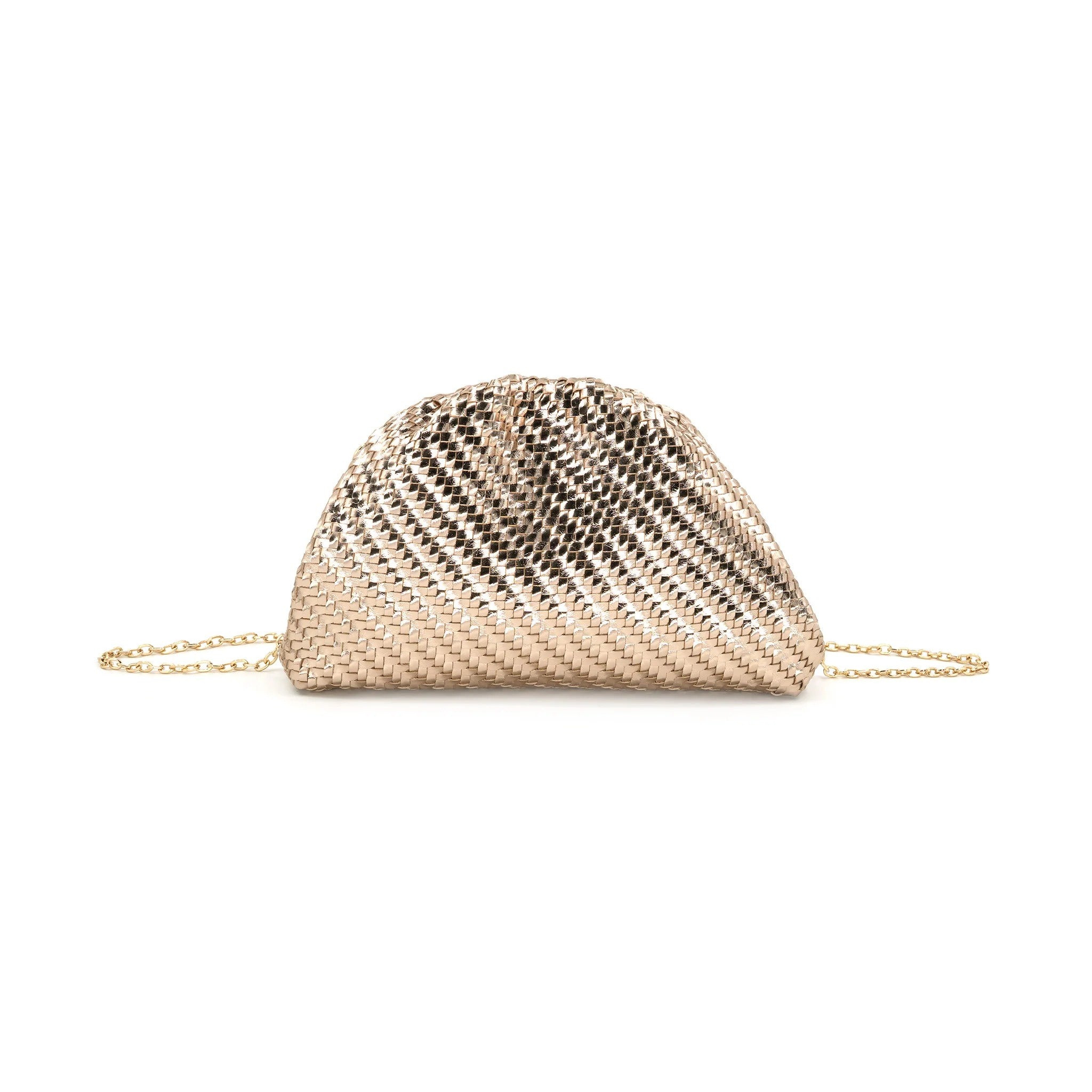 Metallic Oval Shell Clutch