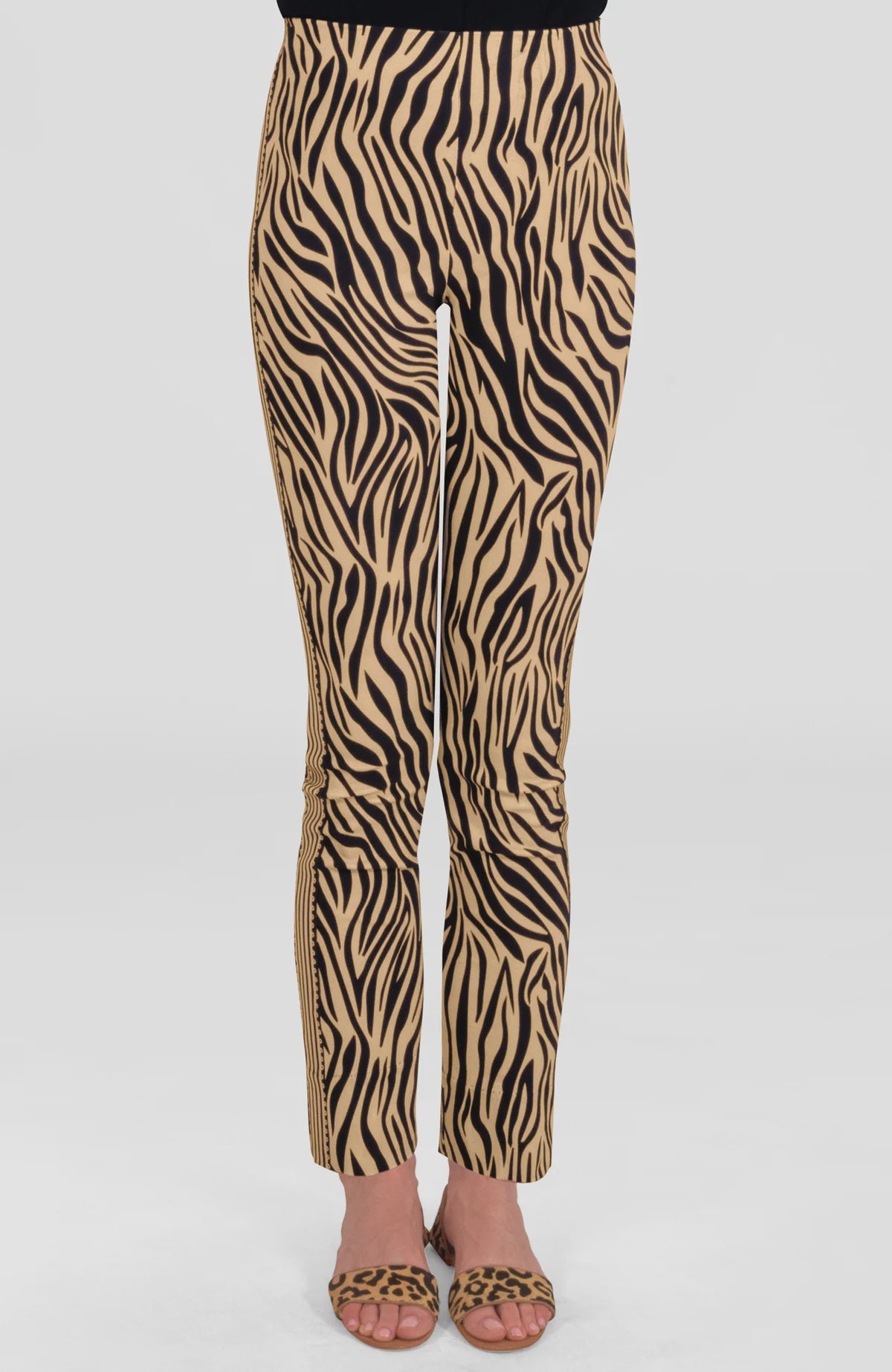 Gripeless Pull-On Pants – Animal Instincts Zebra Khaki | Stretch Slim Pants