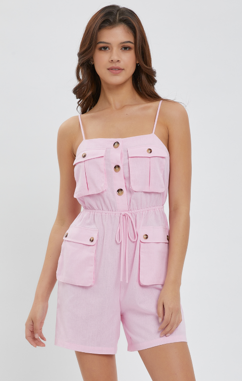 POCKET DETAIL LINEN ROMPER