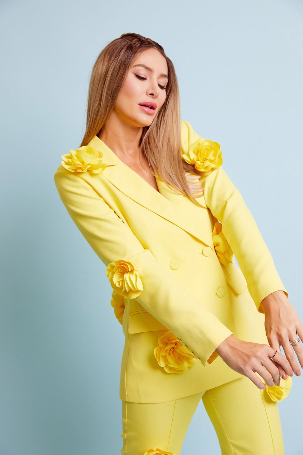 Woven Pants Flower Applique