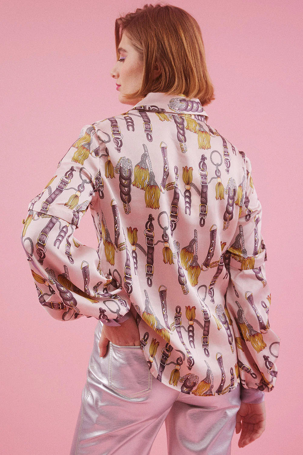 Silk Blend Belt Printed Shirt