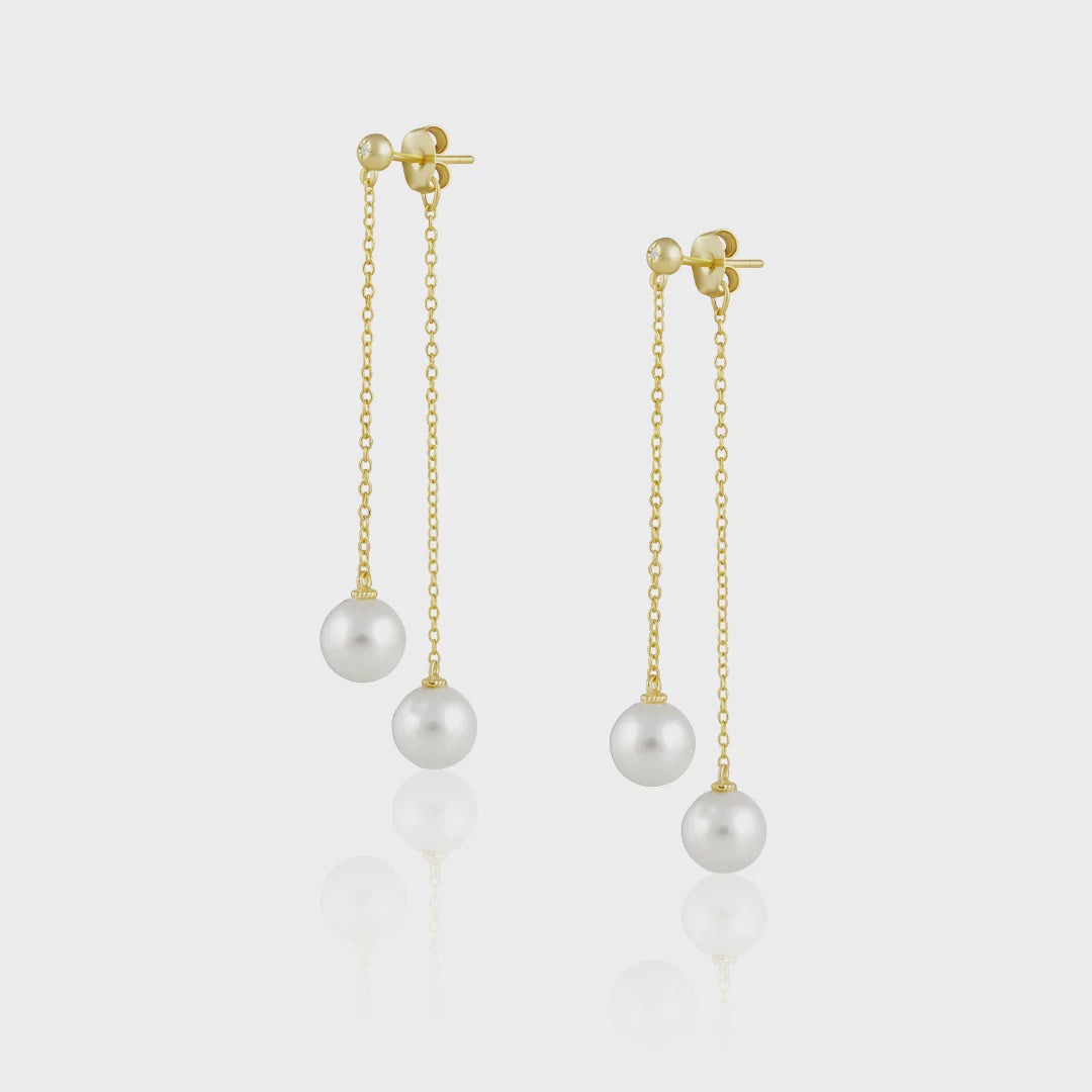 Xana Double Pearl Dangle Earrings
