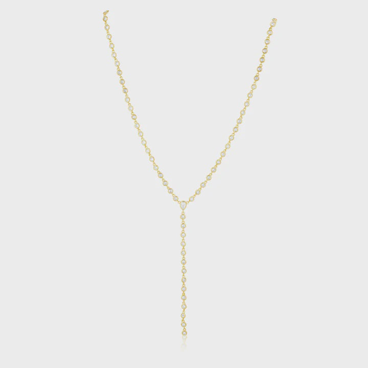 Anastasia CZ Lariat Gold Necklace