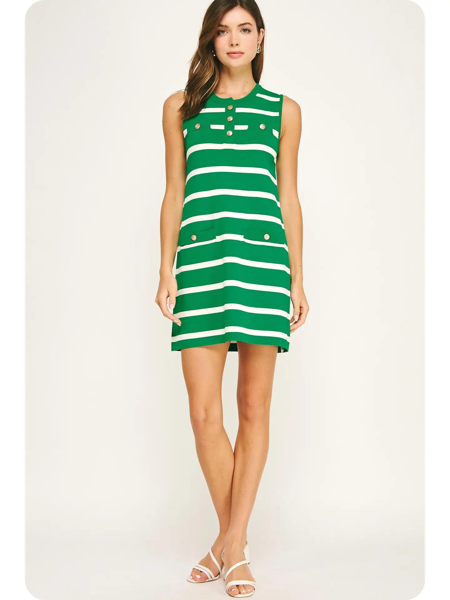 Striped Knit Sleeveless Mini Dress