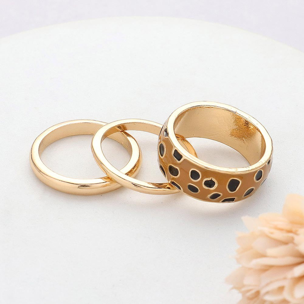 3PCS - Enamel Metal Band Mixed Rings