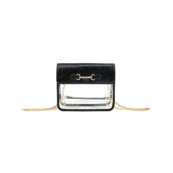 Clear Crossbody Bag with Chain Strap – Stadium Approved Transparent Purse with Gold Hardware | NFL Clear Bag Policy Compliant for Concerts, Games & Events