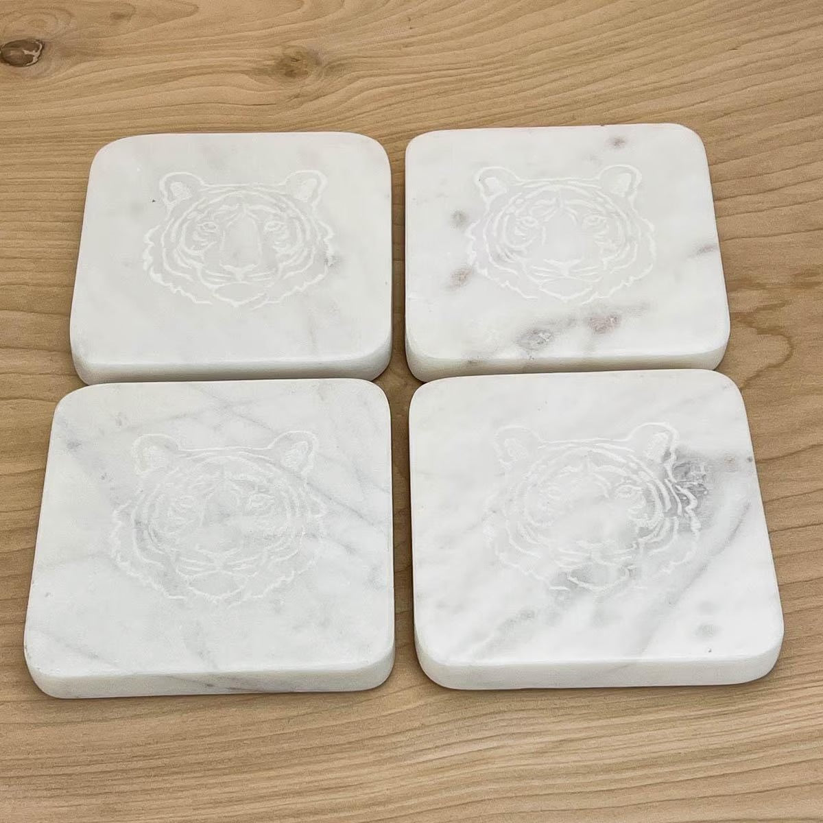Tiger Etched Marble Coasters