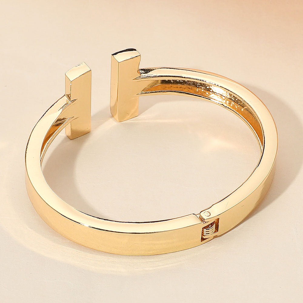 Metal T Tip Hinged Bangle Cuff Bracelet