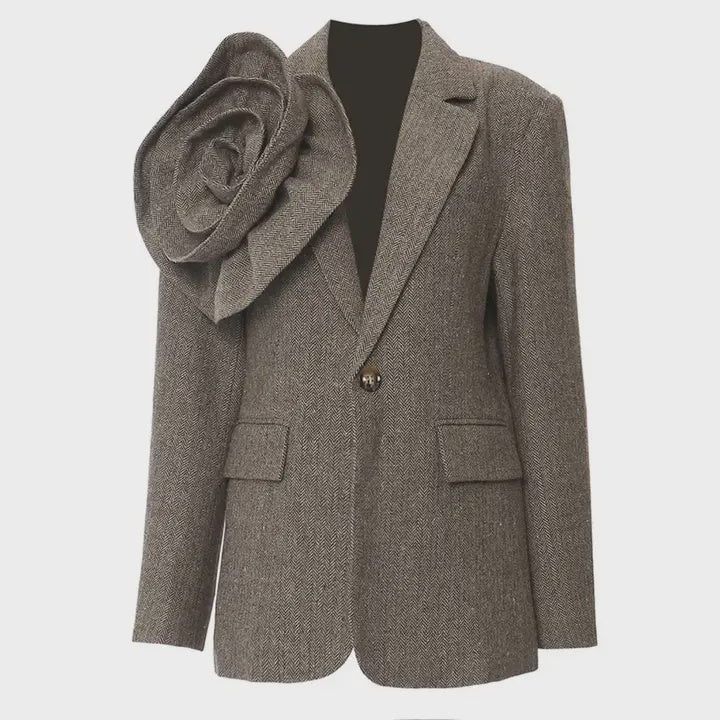 Herringbone Blazer with Bow