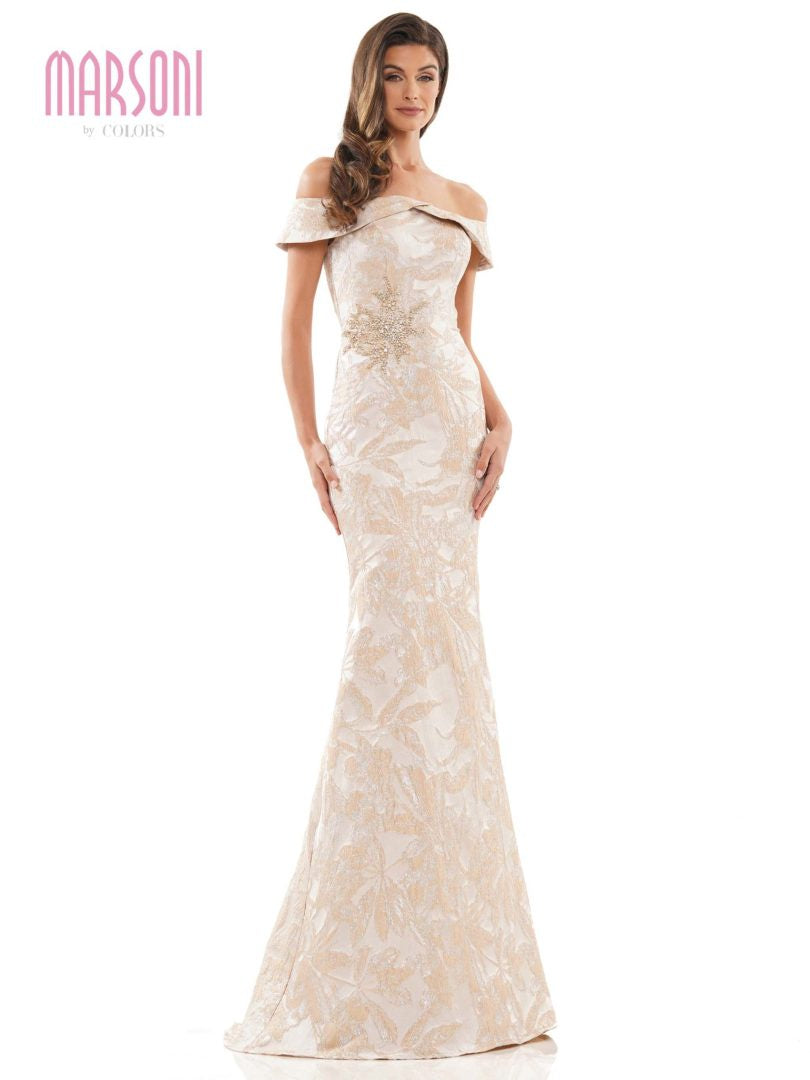 Elegant Off-Shoulder Jacquard Mother of the Bride Dress