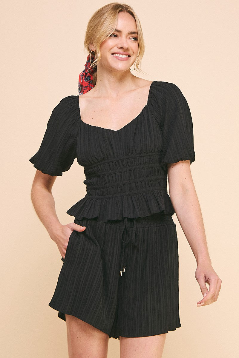 Textured Woven 3-Tier Goddess Top