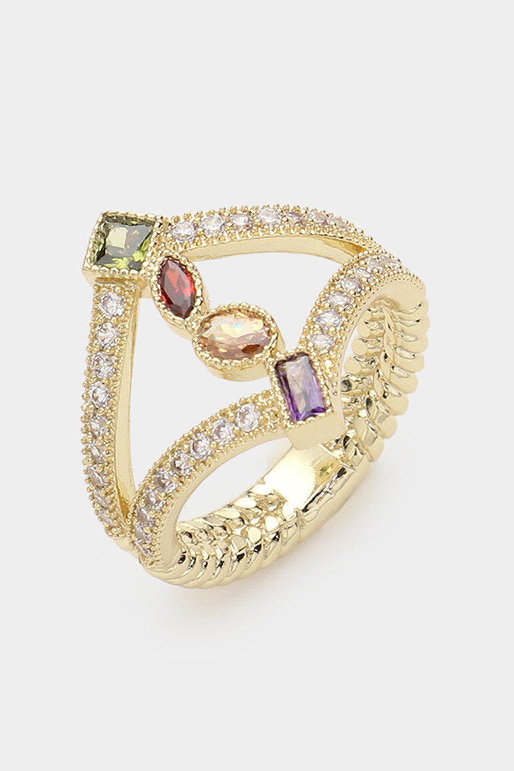 Multi Color Shaped CZ Stone Ring