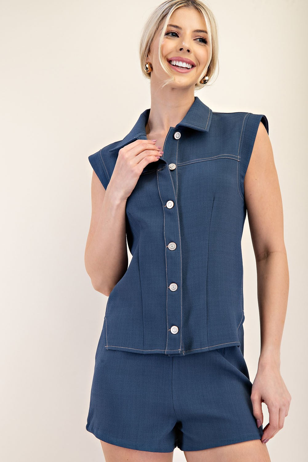 Contrast Topstitching Top