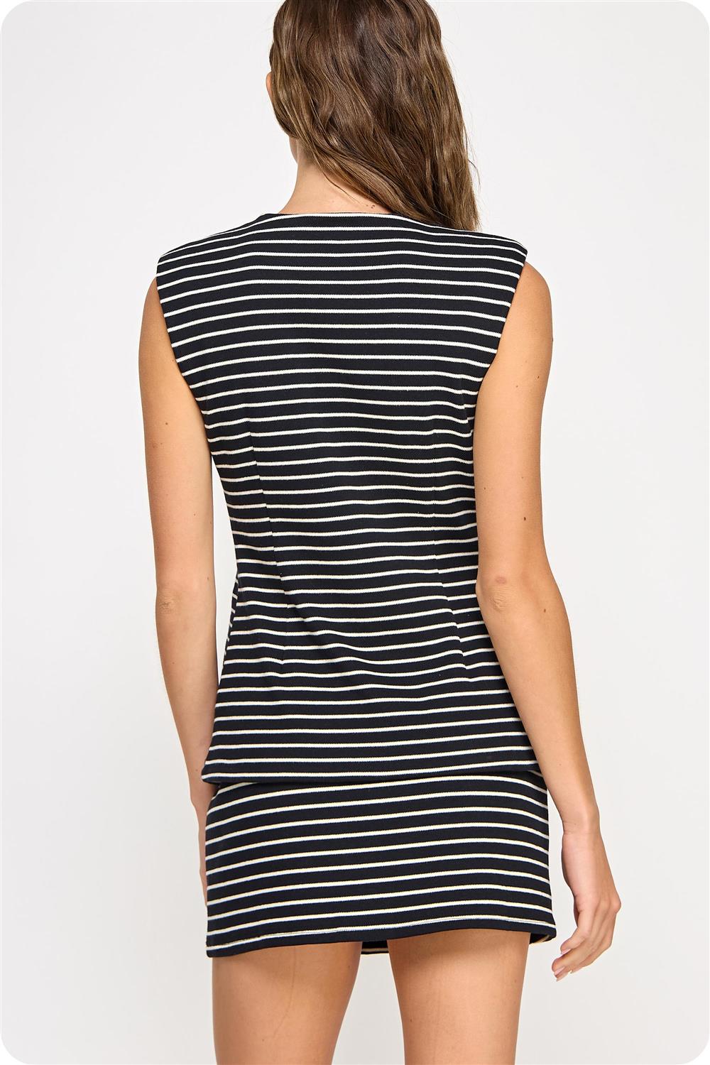 Striped Knit Tailored Vest