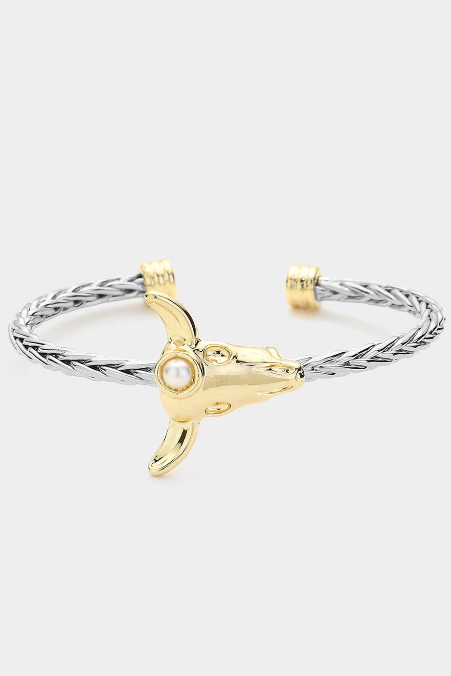 Natural Stone Pointed Bull Head Cuff Bracelet