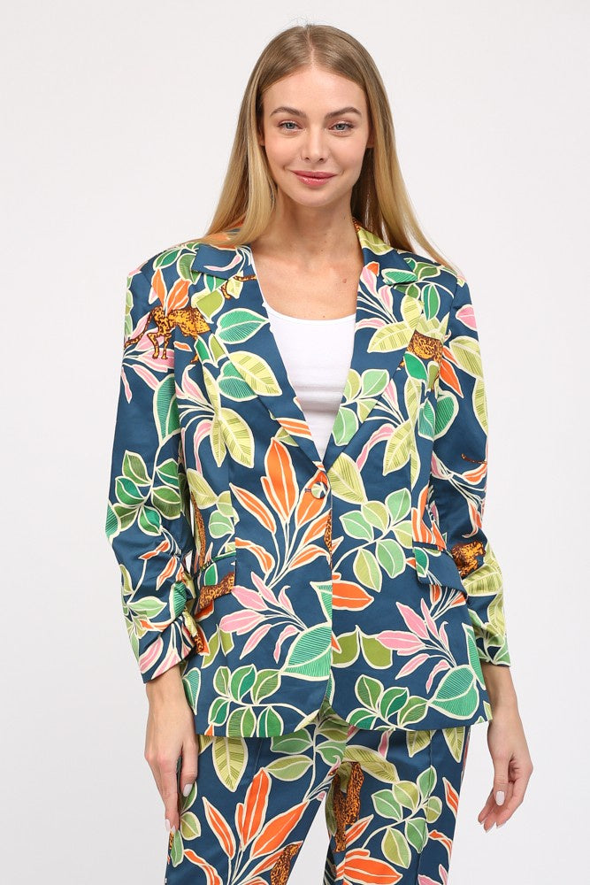 TROPICAL PRINT COTTON BLAZER