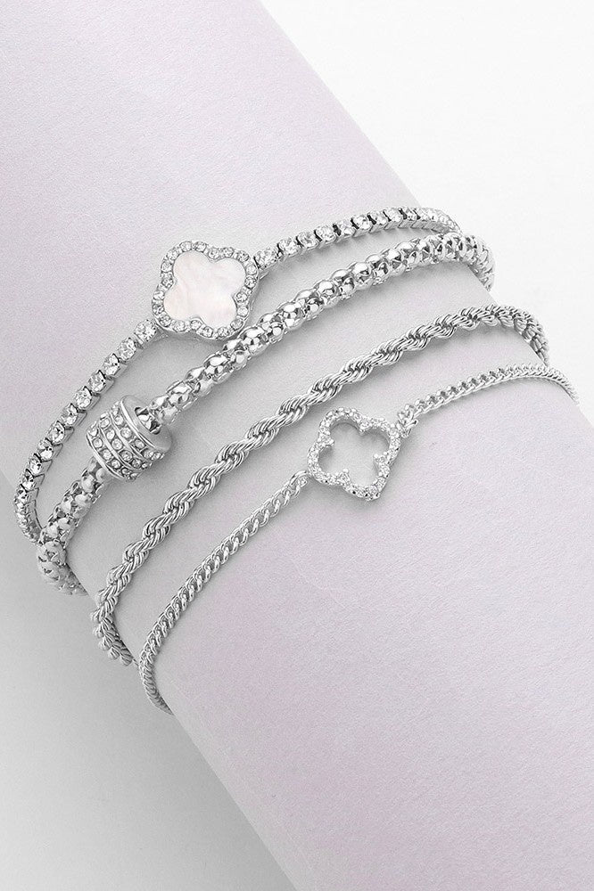 Mother of Pearl Quatrefoil Chain Bracelet