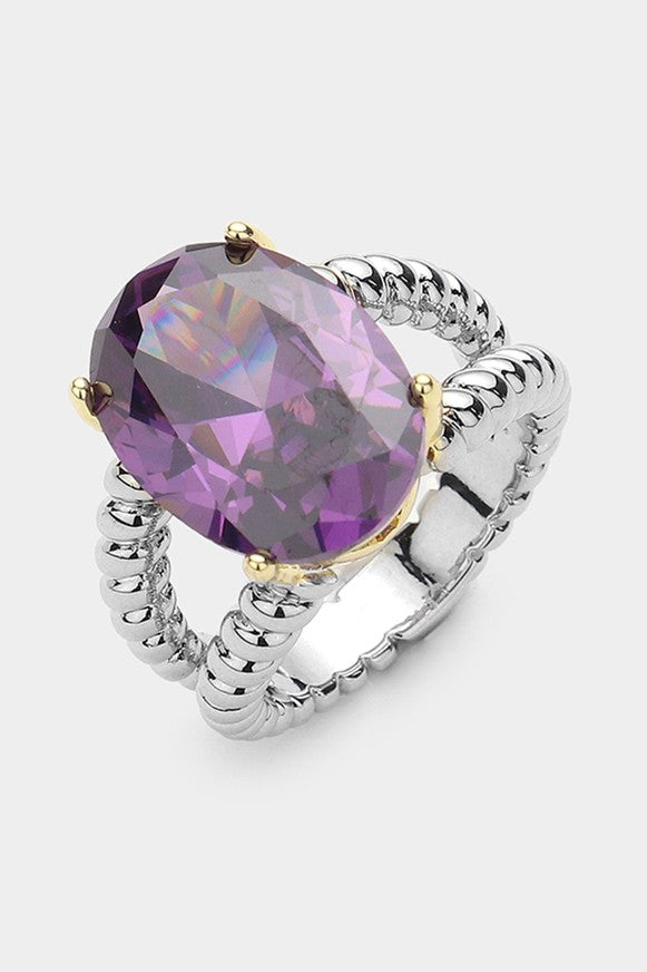 Oval CZ Stone Cushion Ring