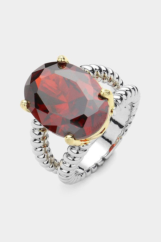 Oval CZ Stone Cushion Ring