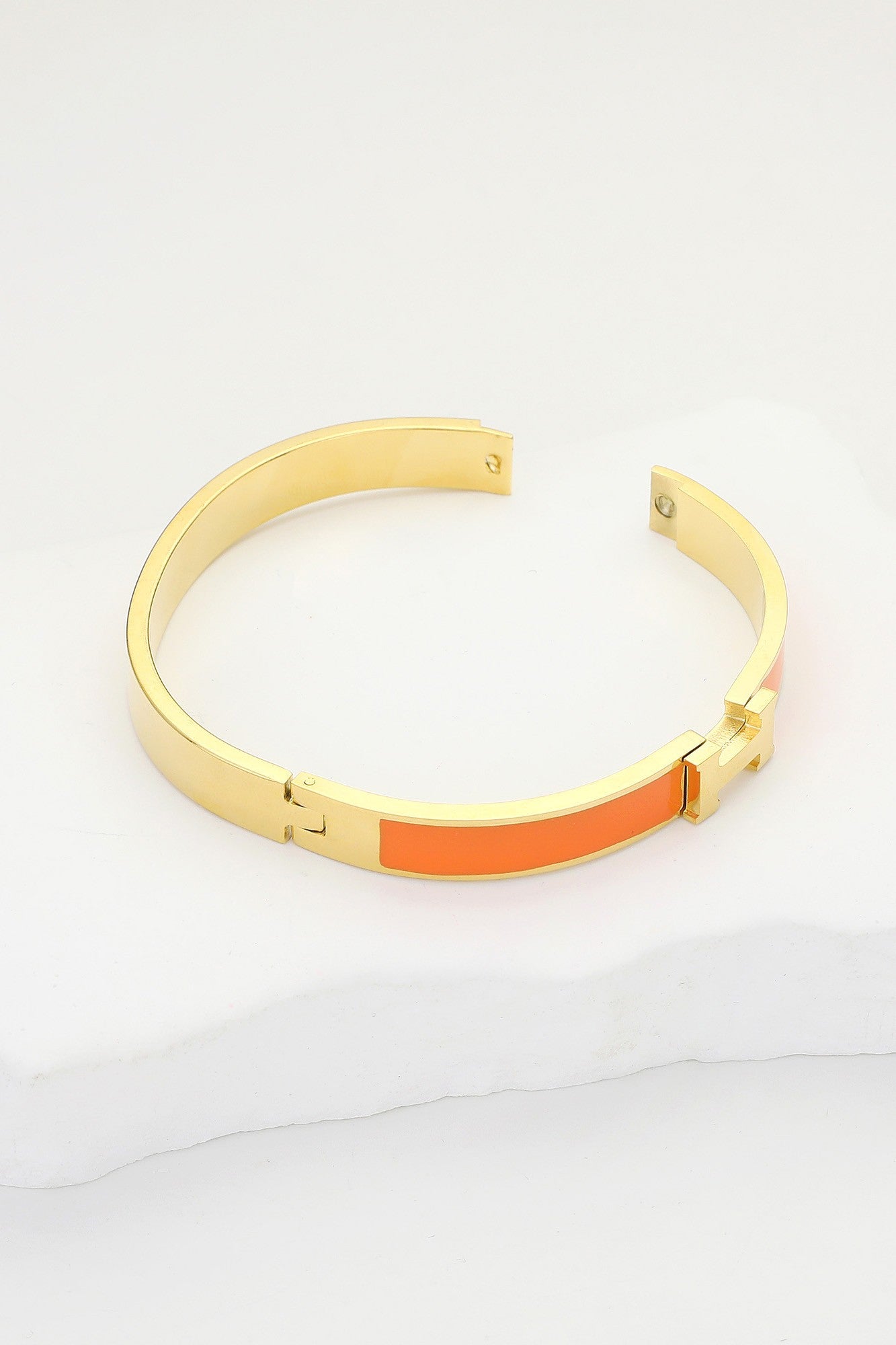 H Enamel Hinged Bracelet
