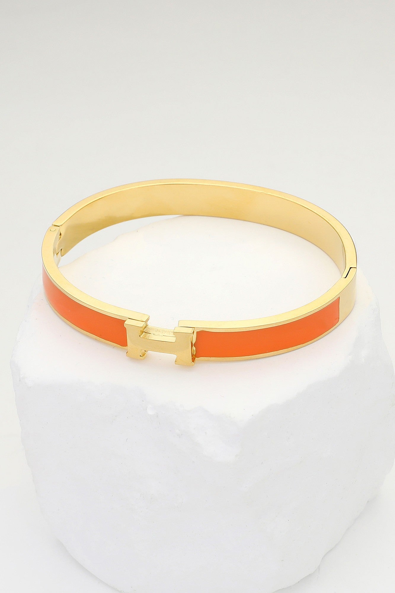 H Enamel Hinged Bracelet