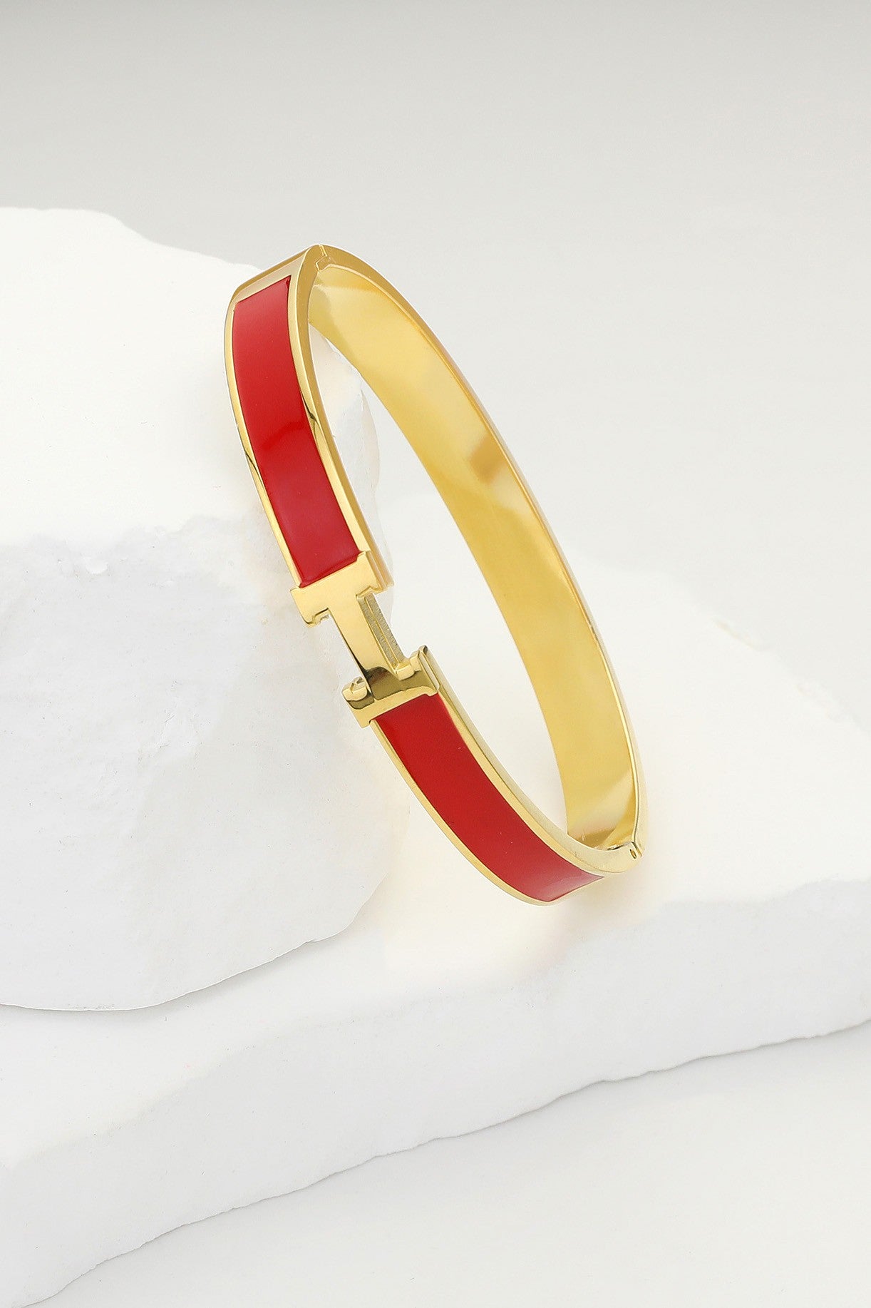 H Enamel Hinged Bracelet
