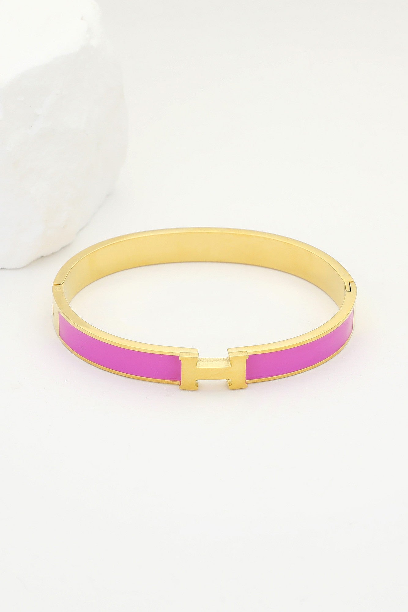 H Enamel Hinged Bracelet