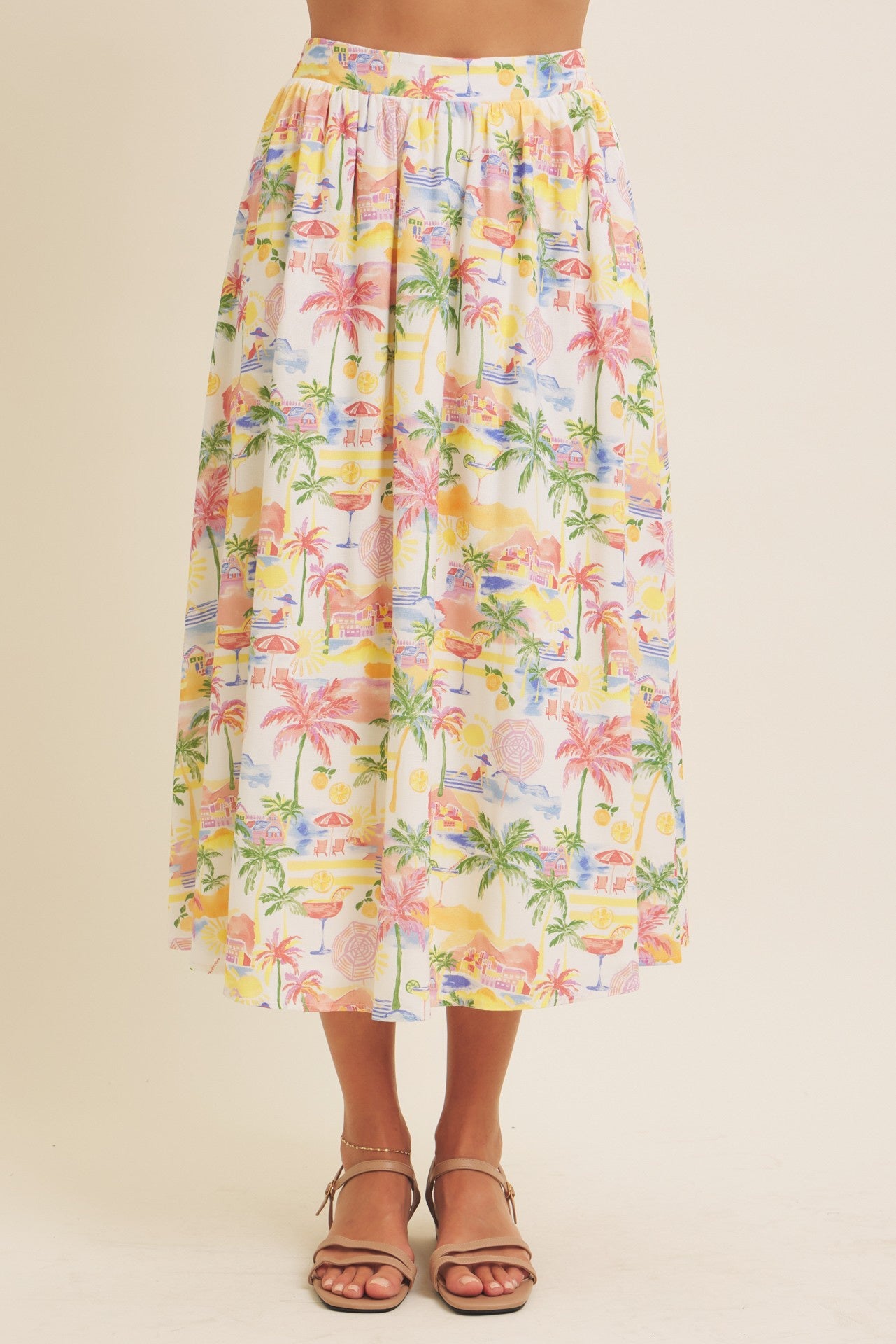Tropical Print Midi Skirt – Laid-Back Luxe With Island Vibes