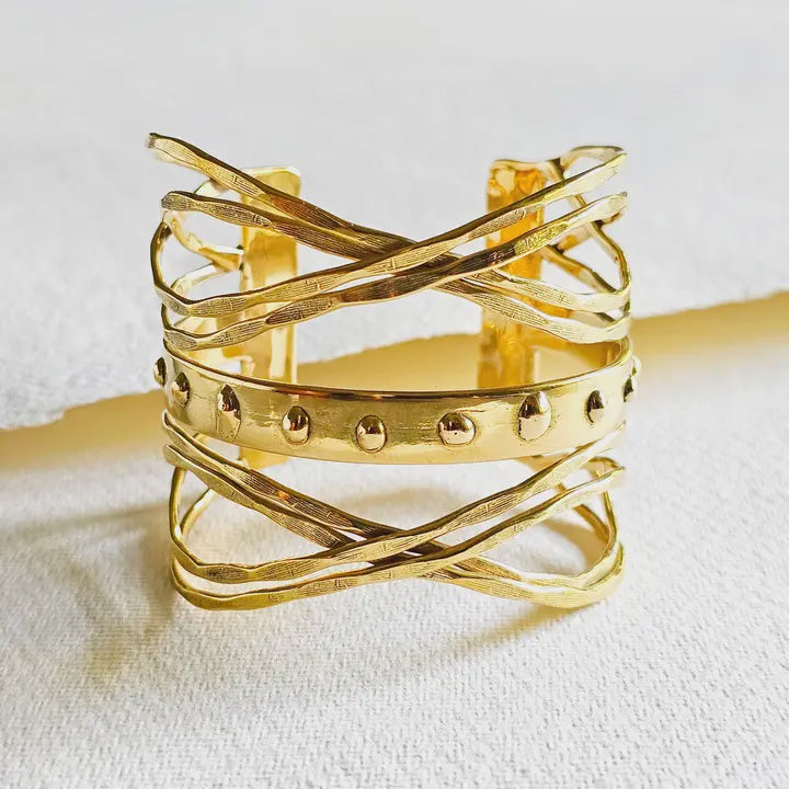 Brass Multi Layered Cuff Bracelet