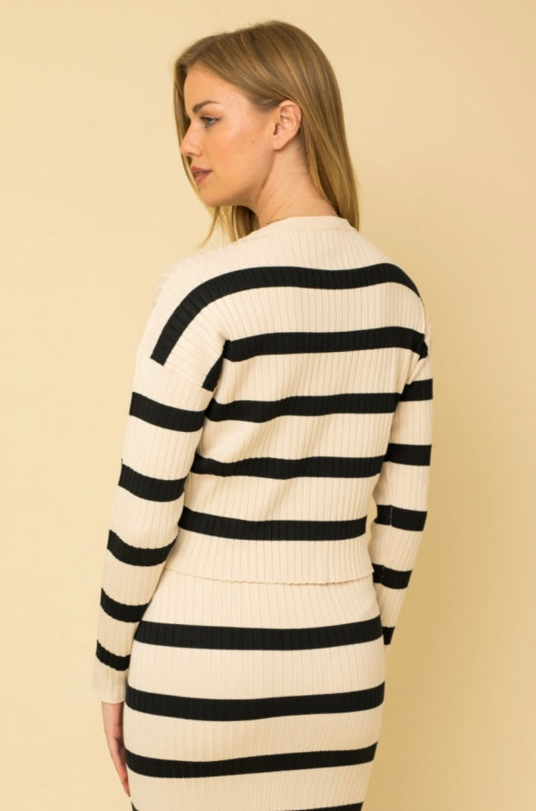 Stripe Ribbed Sweater Top