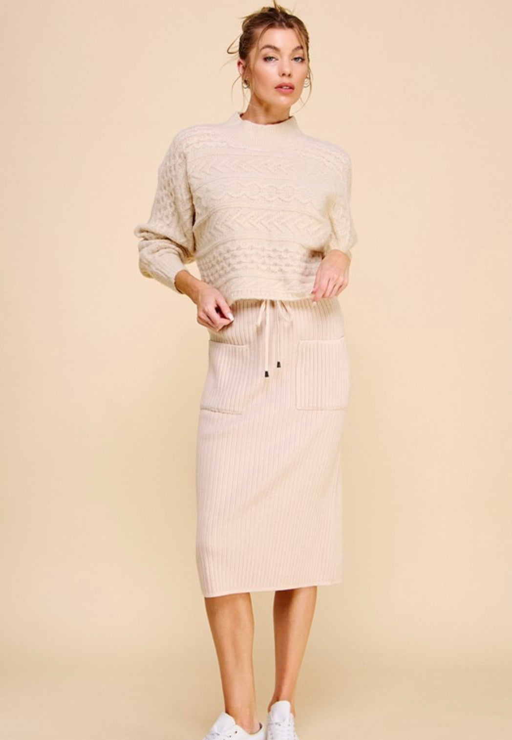 Ribbed Midi Sweater Skirt